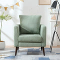 Green Chenille Tub Barrel Accent Chair, Single Seat, Solid Wood Legs