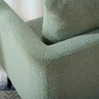Green Chenille Tub Barrel Accent Chair, Single Seat, Solid Wood Legs