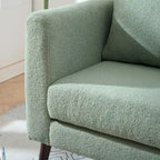 Green Chenille Tub Barrel Accent Chair, Single Seat, Solid Wood Legs
