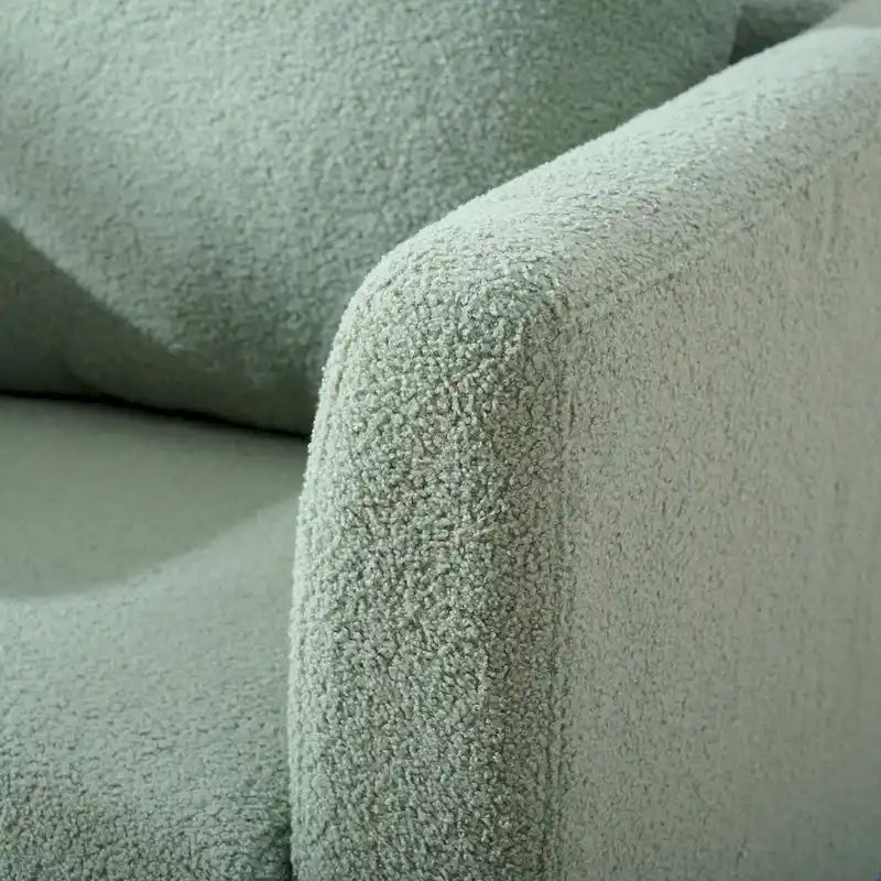 Green Chenille Tub Barrel Accent Chair, Single Seat, Solid Wood Legs