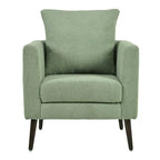 Green Chenille Tub Barrel Accent Chair, Single Seat, Solid Wood Legs