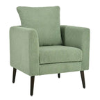 Green Chenille Tub Barrel Accent Chair, Single Seat, Solid Wood Legs