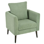 Green Chenille Tub Barrel Accent Chair, Single Seat, Solid Wood Legs
