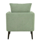 Green Chenille Tub Barrel Accent Chair, Single Seat, Solid Wood Legs