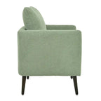 Green Chenille Tub Barrel Accent Chair, Single Seat, Solid Wood Legs