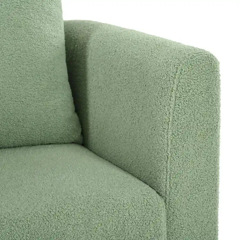 Green Chenille Tub Barrel Accent Chair, Single Seat, Solid Wood Legs