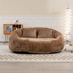 Coffee Chenille Bean Bag Sofa – 2-Person Floor Lounger
