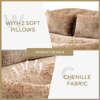Coffee Chenille Bean Bag Sofa – 2-Person Floor Lounger