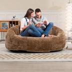 Coffee Chenille Bean Bag Sofa – 2-Person Floor Lounger