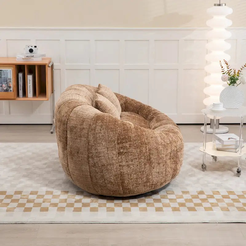 Coffee Chenille Bean Bag Sofa – 2-Person Floor Lounger