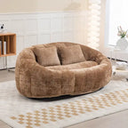 Coffee Chenille Bean Bag Sofa – 2-Person Floor Lounger