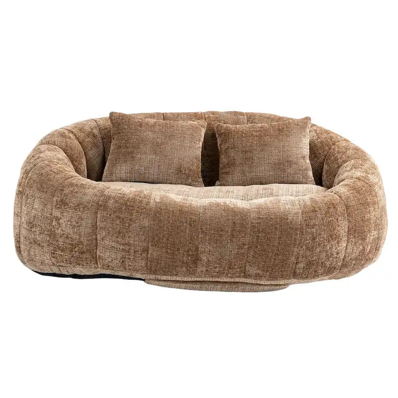 Coffee Chenille Bean Bag Sofa – 2-Person Floor Lounger