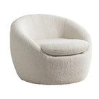 Cream White Boucle 360° Swivel Barrel Armchair, Single Seat