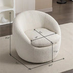 Cream White Boucle 360° Swivel Barrel Armchair, Single Seat