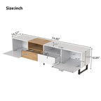 White / Natural TV Stand with 2 Cabinets & Open Shelf, Fits TVs up to 85"