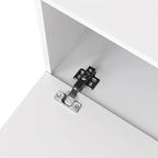White / Natural TV Stand with 2 Cabinets & Open Shelf, Fits TVs up to 85"