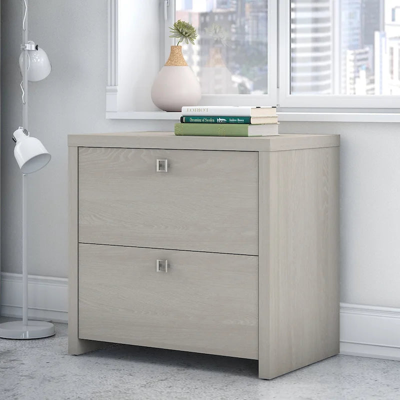 2-Drawer Lateral File Cabinet – White / Gray / Charcoal, Contemporary Style, Fits 1 User