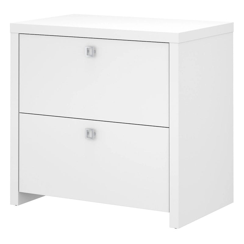 2-Drawer Lateral File Cabinet – White / Gray / Charcoal, Contemporary Style, Fits 1 User