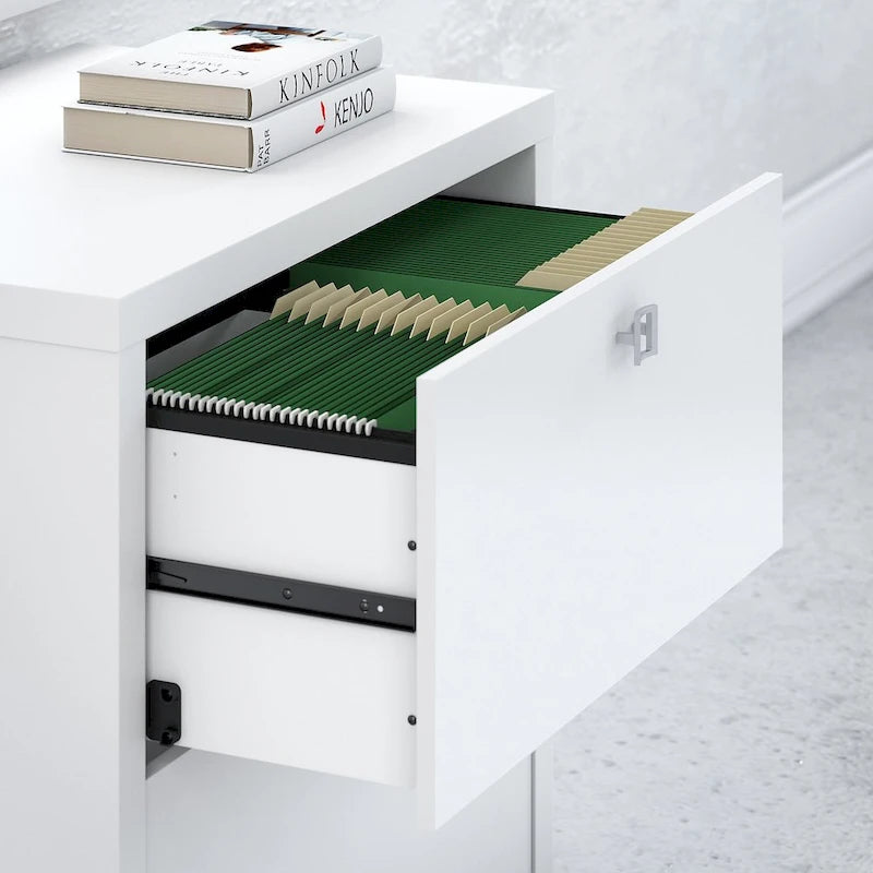 2-Drawer Lateral File Cabinet – White / Gray / Charcoal, Contemporary Style, Fits 1 User
