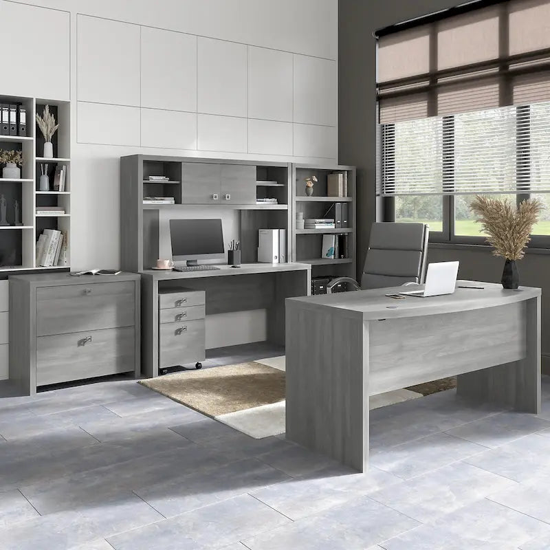 2-Drawer Lateral File Cabinet – White / Gray / Charcoal, Contemporary Style, Fits 1 User