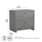 2-Drawer Lateral File Cabinet – White / Gray / Charcoal, Contemporary Style, Fits 1 User
