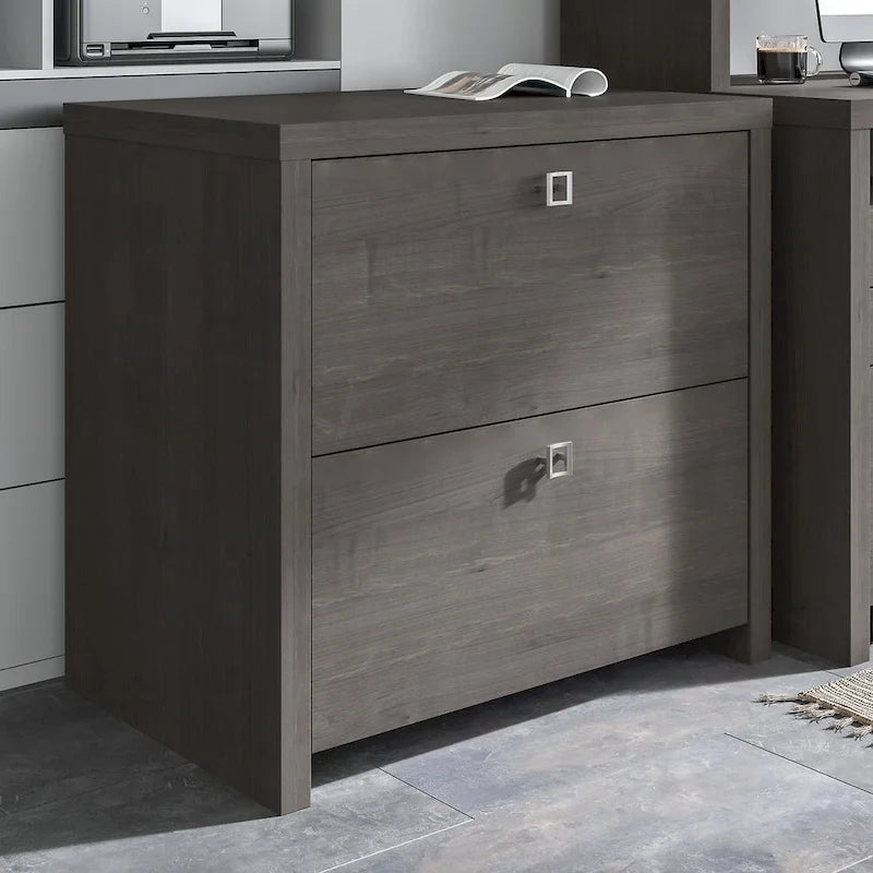 2-Drawer Lateral File Cabinet – White / Gray / Charcoal, Contemporary Style, Fits 1 User