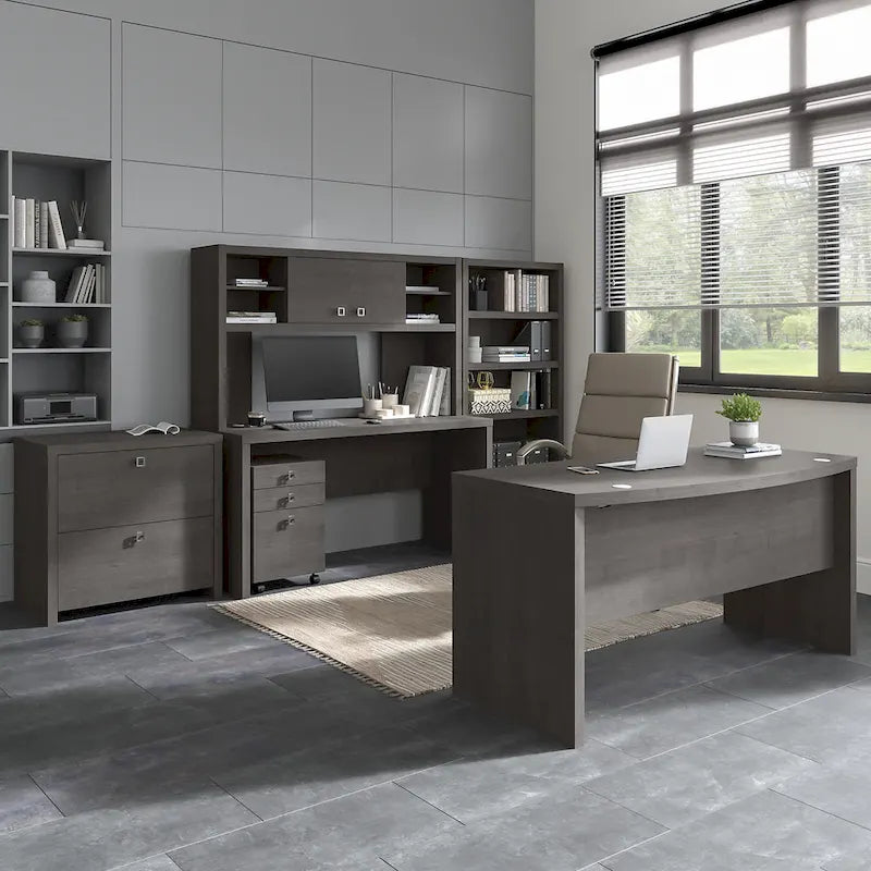 2-Drawer Lateral File Cabinet – White / Gray / Charcoal, Contemporary Style, Fits 1 User