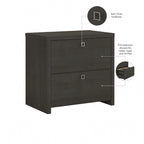 2-Drawer Lateral File Cabinet – White / Gray / Charcoal, Contemporary Style, Fits 1 User