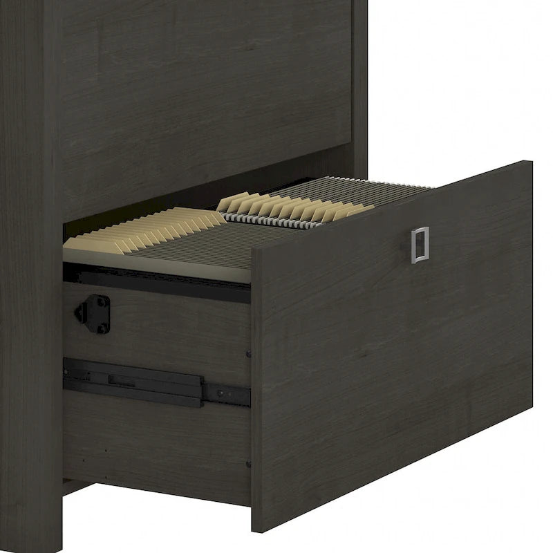 2-Drawer Lateral File Cabinet – White / Gray / Charcoal, Contemporary Style, Fits 1 User