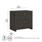2-Drawer Lateral File Cabinet – White / Gray / Charcoal, Contemporary Style, Fits 1 User