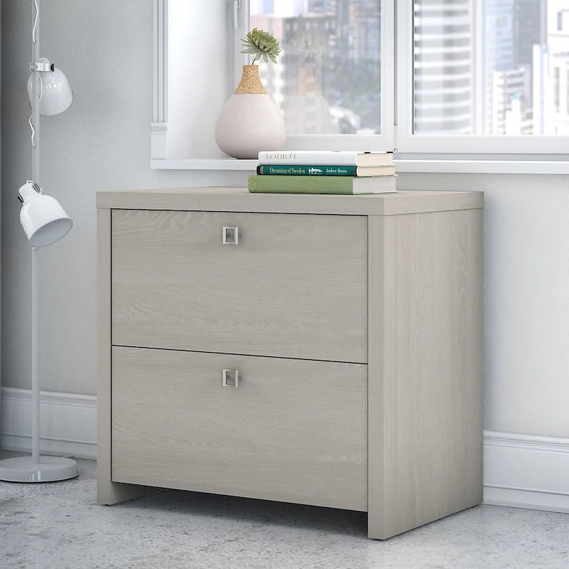 2-Drawer Lateral File Cabinet – White / Gray / Charcoal, Contemporary Style, Fits 1 User