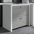 2-Drawer Lateral File Cabinet – White / Gray / Charcoal, Contemporary Style, Fits 1 User