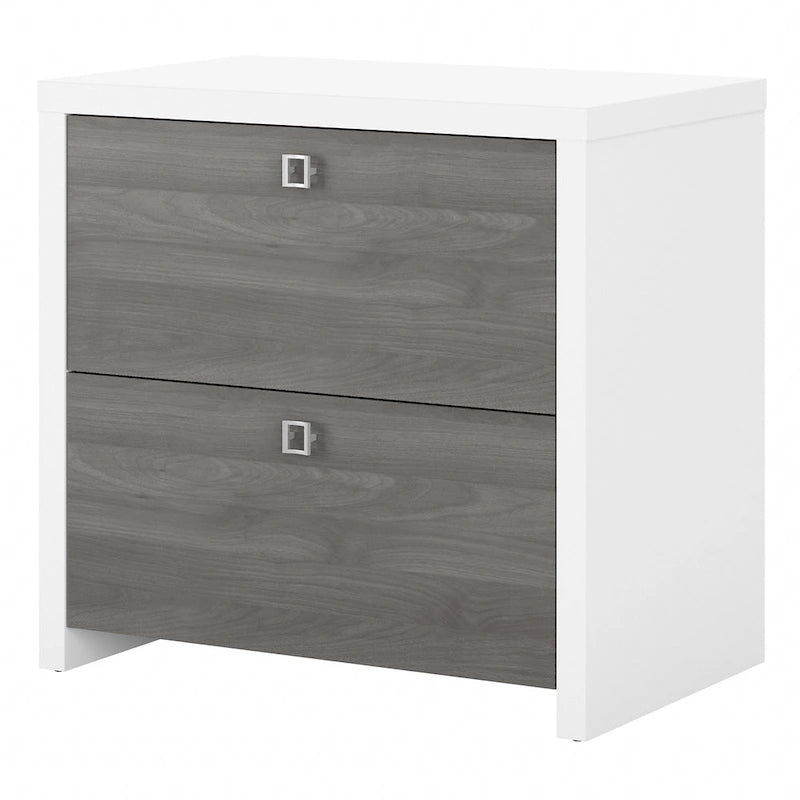 2-Drawer Lateral File Cabinet – White / Gray / Charcoal, Contemporary Style, Fits 1 User