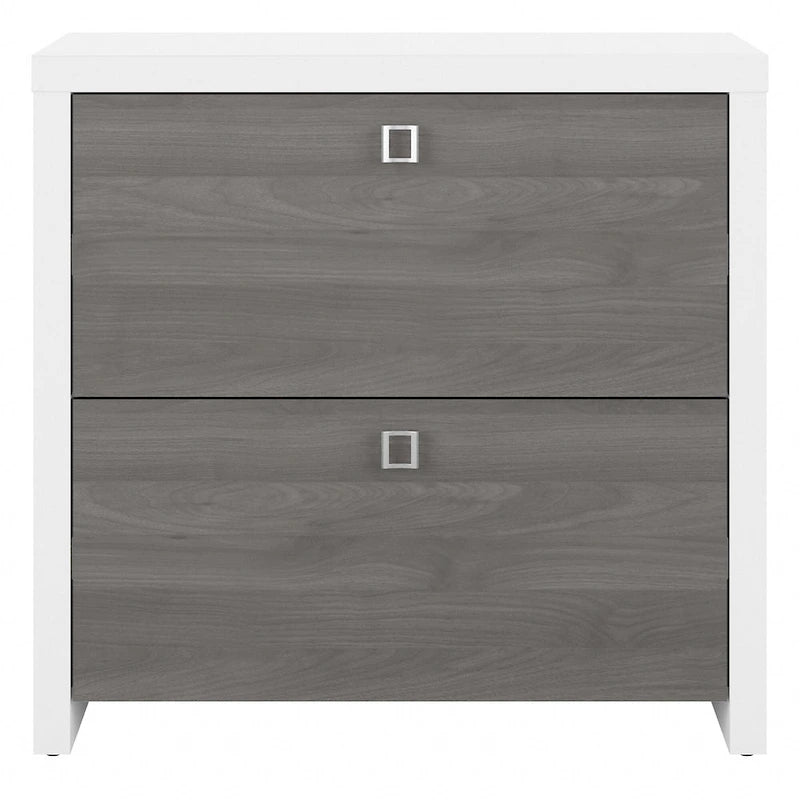 2-Drawer Lateral File Cabinet – White / Gray / Charcoal, Contemporary Style, Fits 1 User