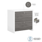 2-Drawer Lateral File Cabinet – White / Gray / Charcoal, Contemporary Style, Fits 1 User