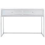 Silver Mirrored 2-Drawer Single-User Desk