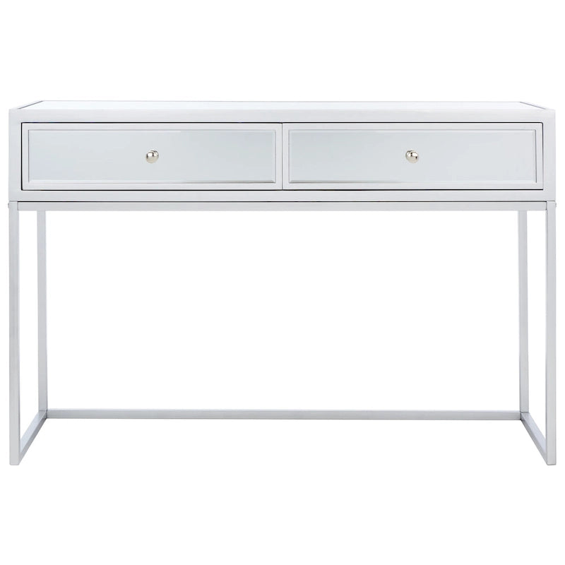 Silver Mirrored 2-Drawer Single-User Desk