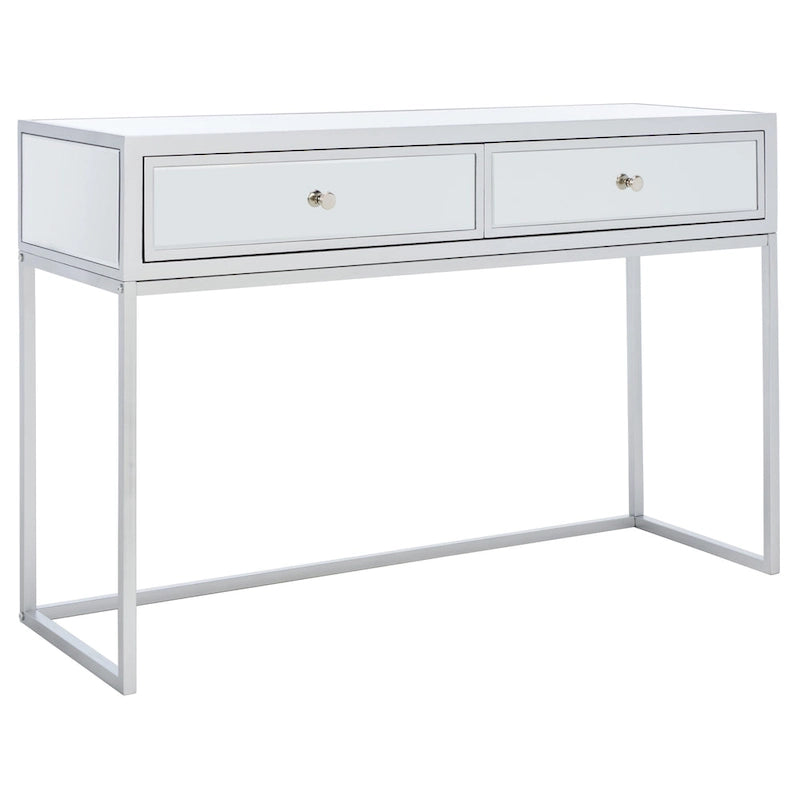 Silver Mirrored 2-Drawer Single-User Desk