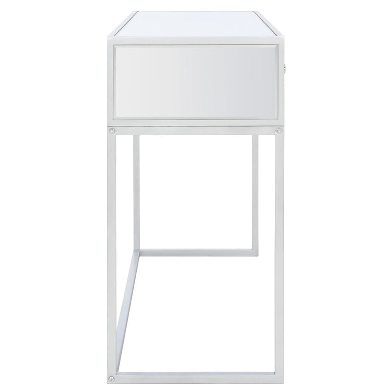 Silver Mirrored 2-Drawer Single-User Desk
