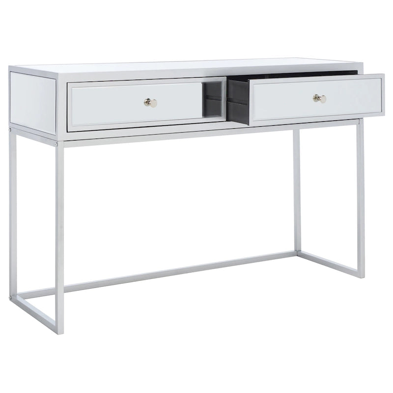 Silver Mirrored 2-Drawer Single-User Desk