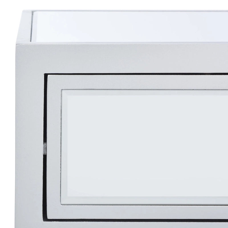 Silver Mirrored 2-Drawer Single-User Desk