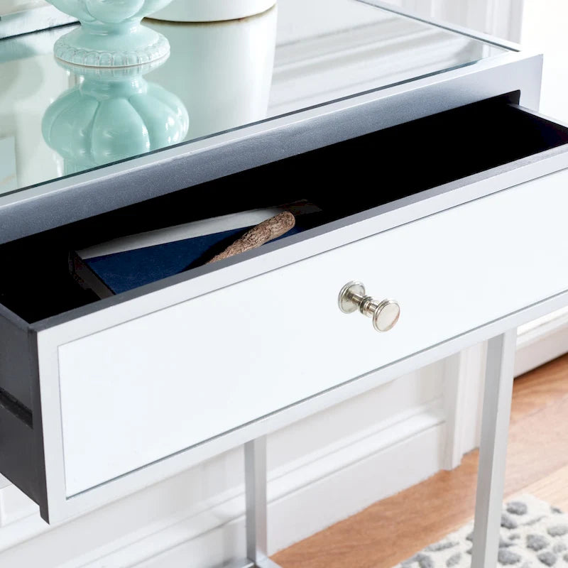 Silver Mirrored 2-Drawer Single-User Desk