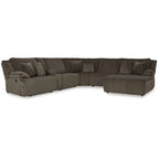 Brown Corduroy 6-Piece Reclining Sectional Sofa with Chaise – Seats 6+