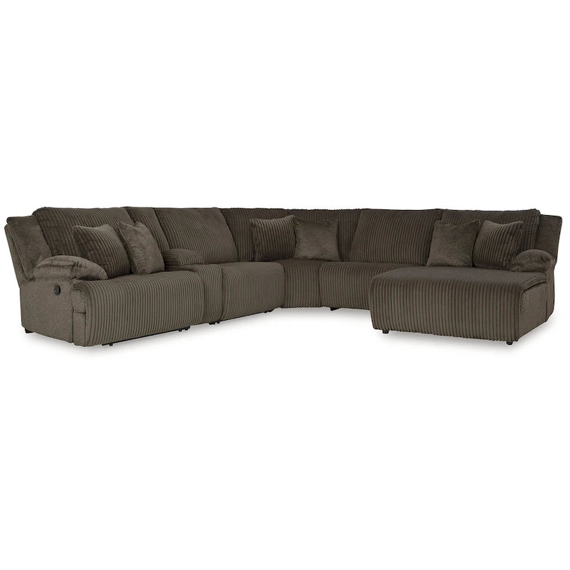 Brown Corduroy 6-Piece Reclining Sectional Sofa with Chaise – Seats 6+