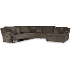 Brown Corduroy 6-Piece Reclining Sectional Sofa with Chaise – Seats 6+