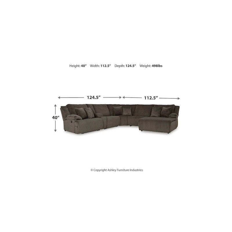 Brown Corduroy 6-Piece Reclining Sectional Sofa with Chaise – Seats 6+