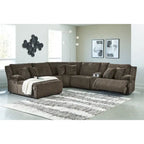 Brown Corduroy 6-Piece Reclining Sectional Sofa with Chaise – Seats 6+