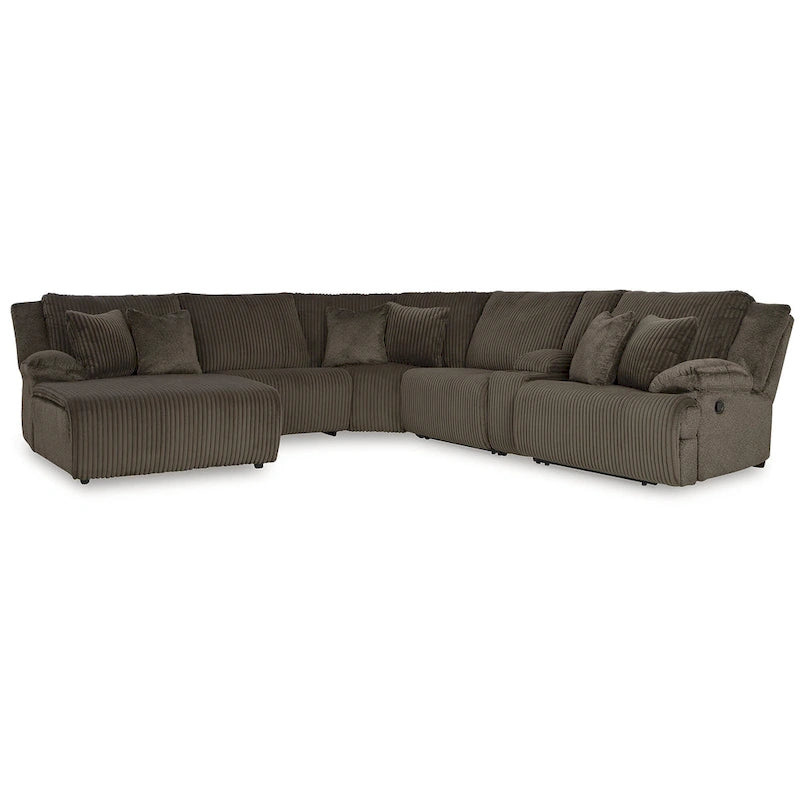 Brown Corduroy 6-Piece Reclining Sectional Sofa with Chaise – Seats 6+