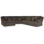 Brown Corduroy 6-Piece Reclining Sectional Sofa with Chaise – Seats 6+