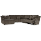 Brown Corduroy 6-Piece Reclining Sectional Sofa with Chaise – Seats 6+